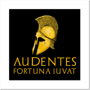 Ancient Rome Latin Quote - Classical Greek Spartan Helmet Posters and Art
